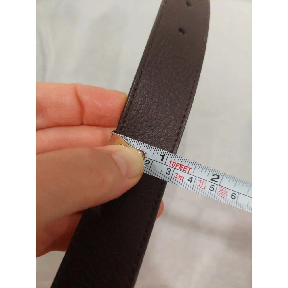 VTG Guess Belt Women's Large Dark Brown Leather Logo G Silver Tone Buckle Sz M